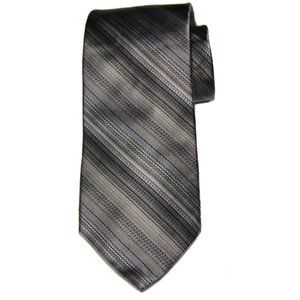 Ted Baker Tie Silk Gray Tan Black Striped Men's